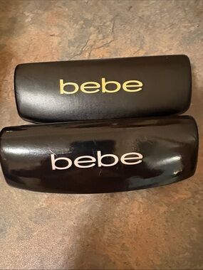 bebe Black Sunglasses Cases with Gold and Pink Logos